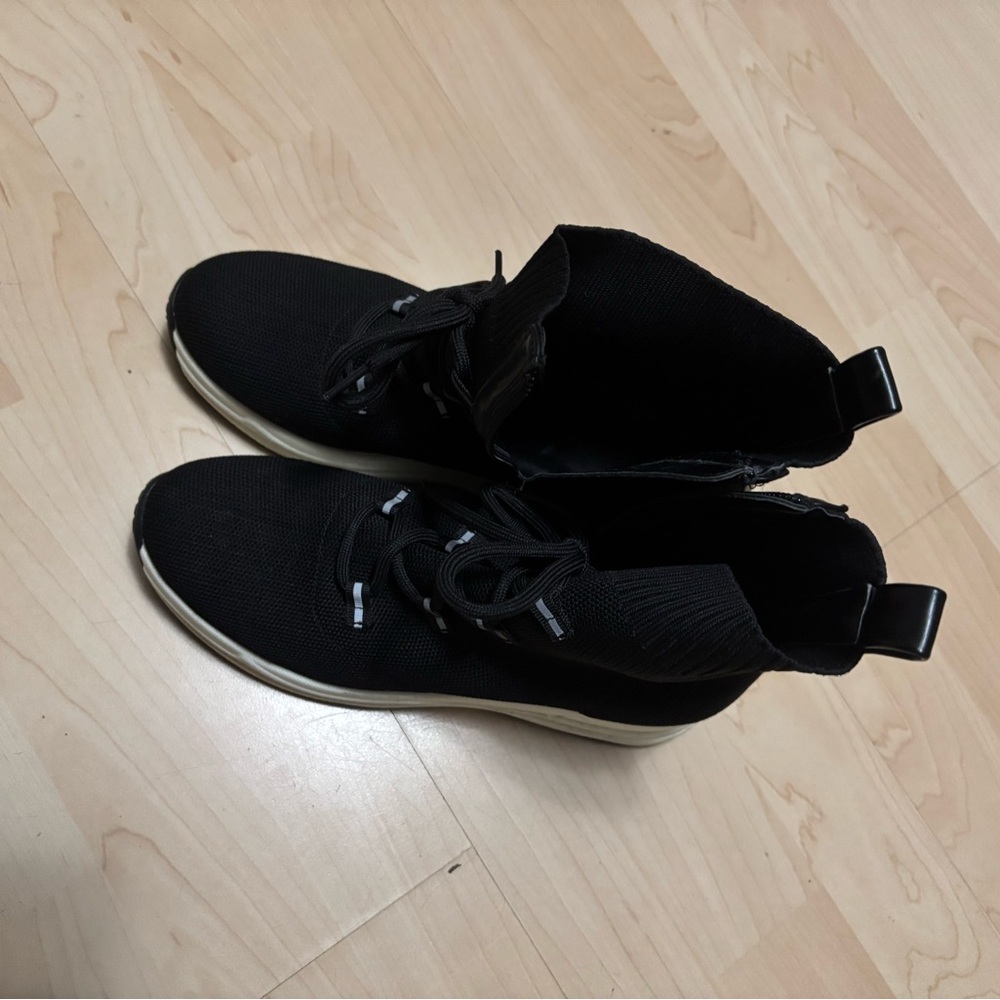 Women Black High-Top Sneakers Korean Style Fashion